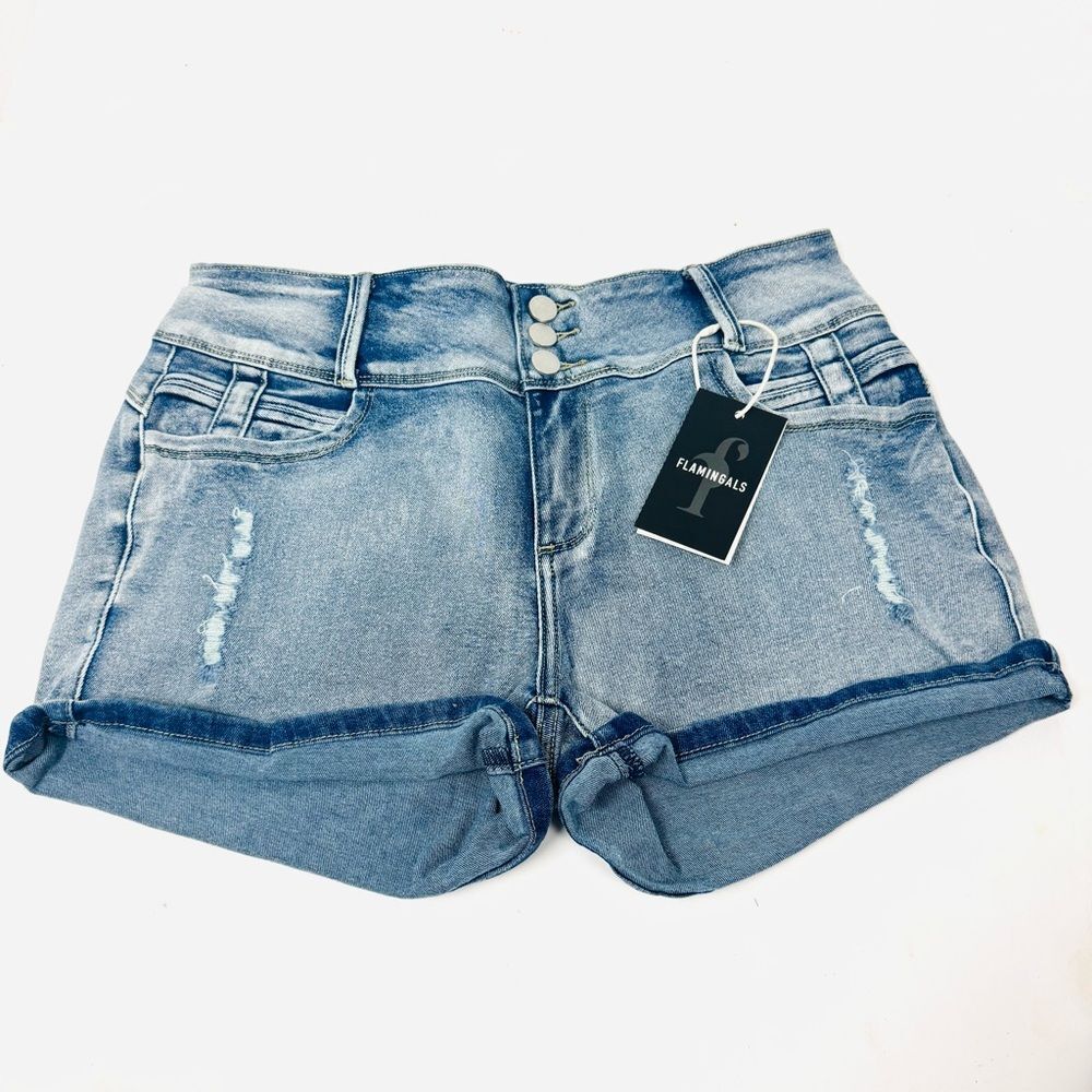 Ripped Stretchy Jean Shorts Mid Rise Summer Shorts
